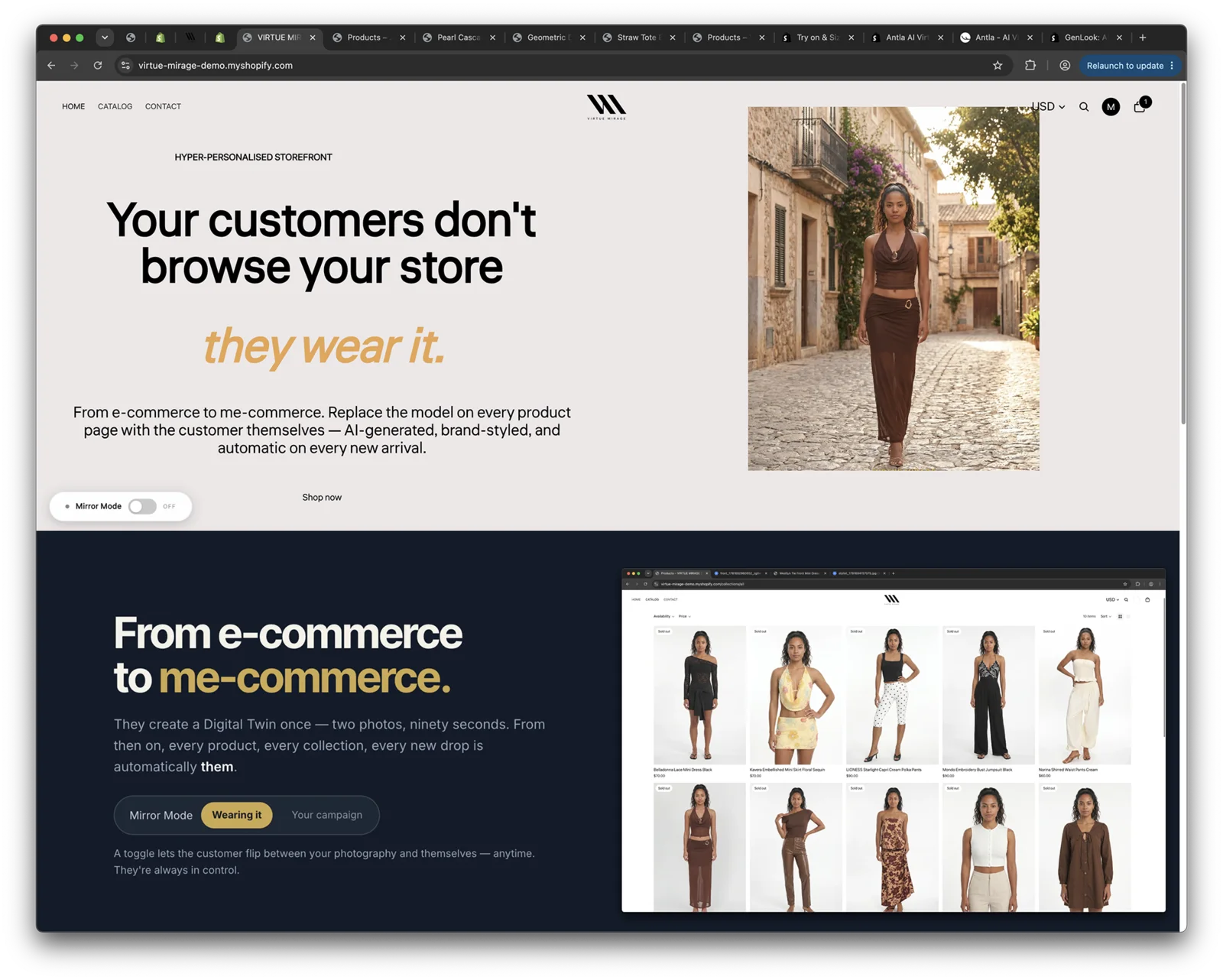 A whole demo storefront personalised to one customer