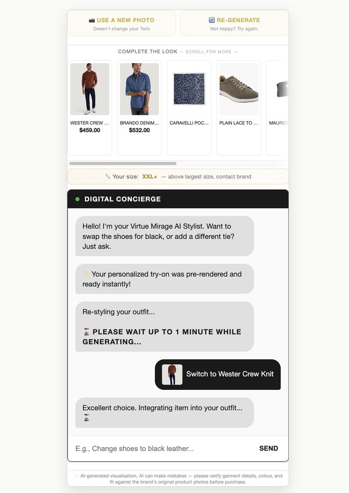 AI Stylist Concierge — chat-driven restaging, change shoes, location, lighting