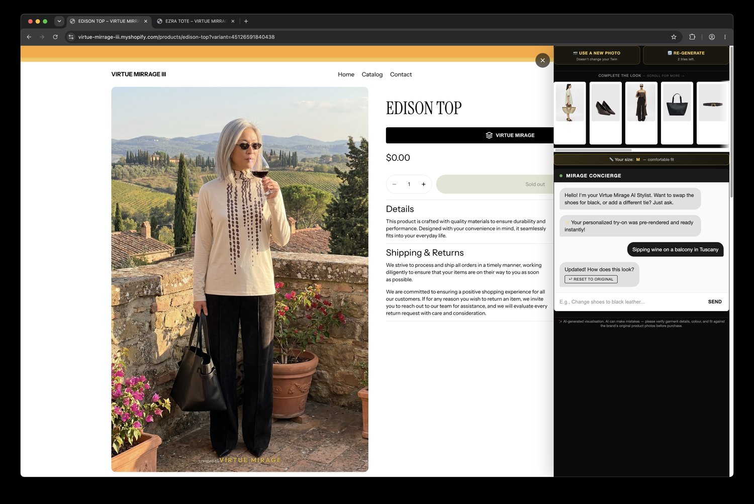 Custom location backdrop — same product, restaged in any environment
